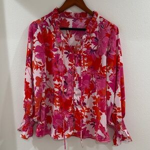 Floral Pink and Red Women's Top